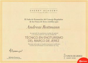 Certificado Técnico Enoturismo Andreas Rottmann